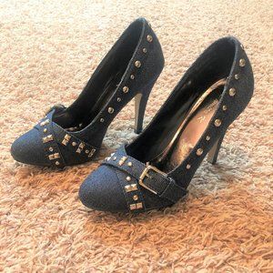 Denim and rivet heels